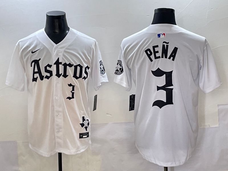 Men 2025 Houston Astros #3 Pena White Five generations Joint Name Nike MLB Jersey style 38->houston astros->MLB Jersey